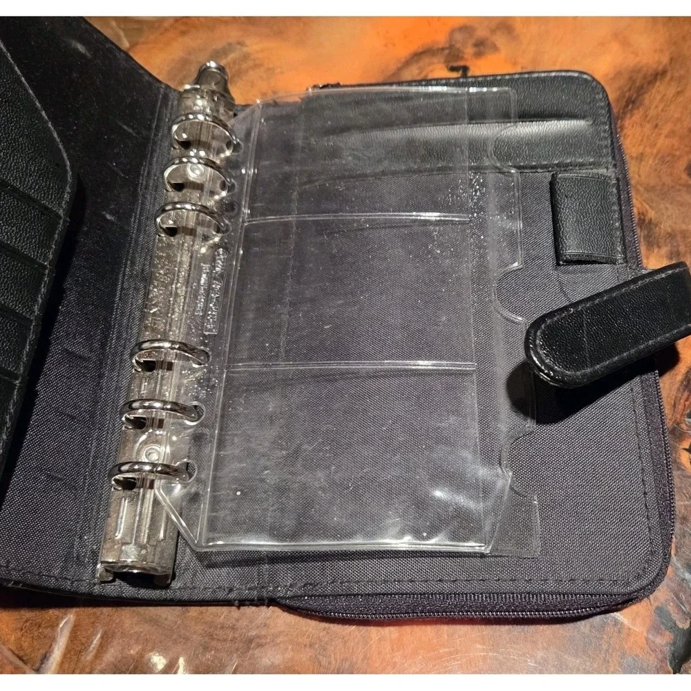 At A Glance Faux Leather Black Binder Planner Divider Organizer Fits 8x5